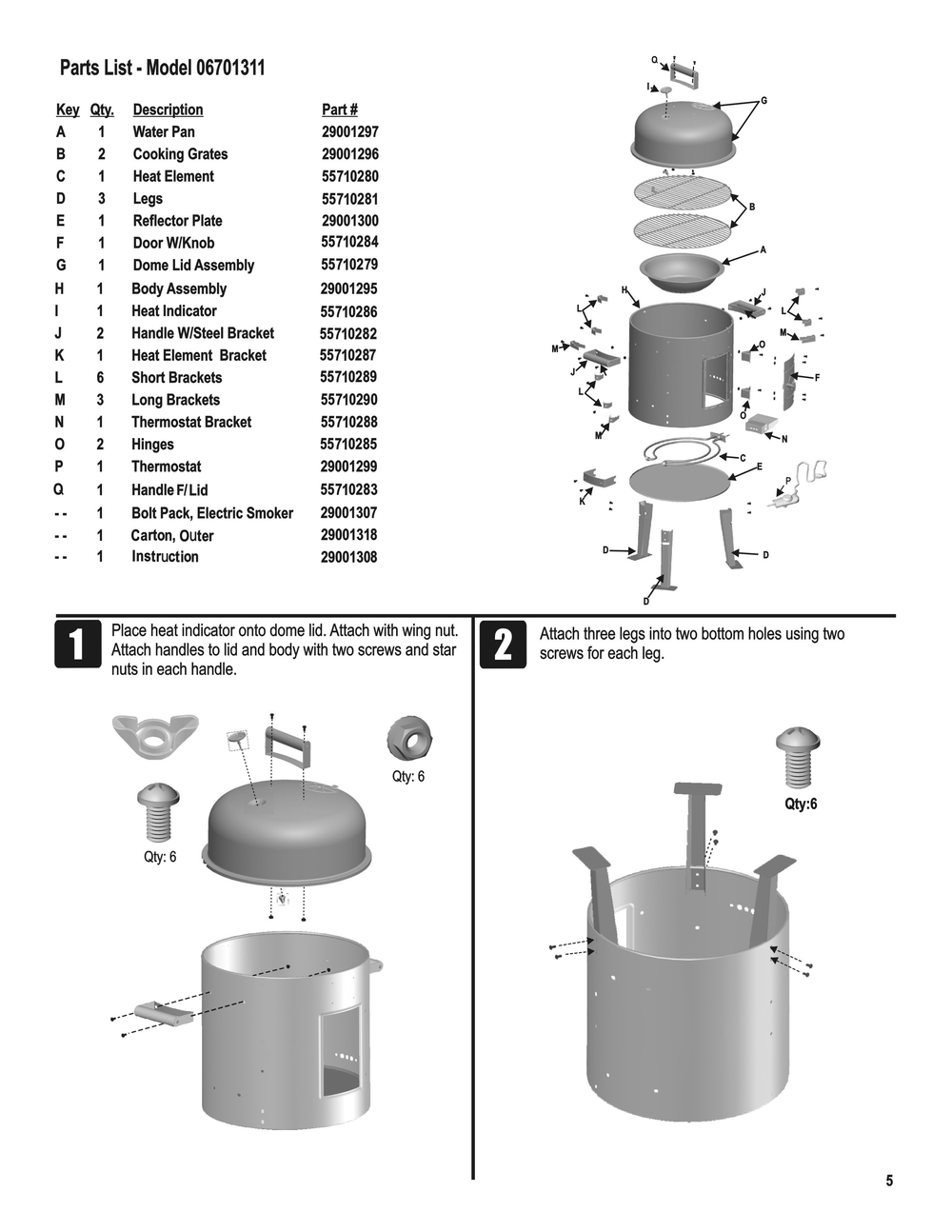 Diagram Diagram and Parts List for 06701311  Char-Broil Smoker