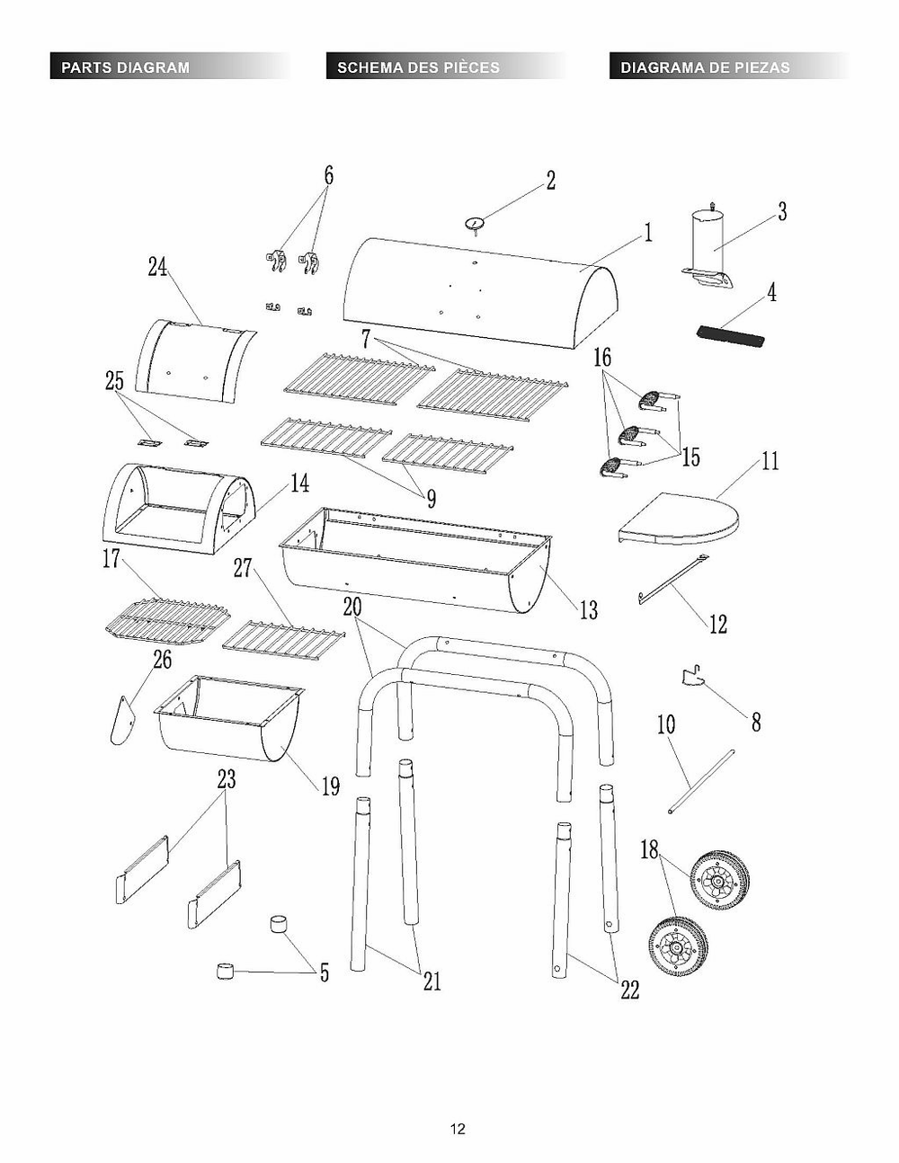 Diagram Diagram and Parts List for 21201570 2021 Char-Broil Smoker