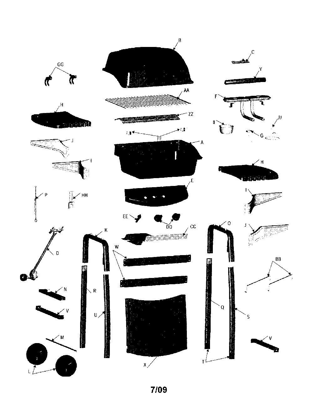 Gas grill Diagram and Parts List for 463620409  Char-Broil Grill
