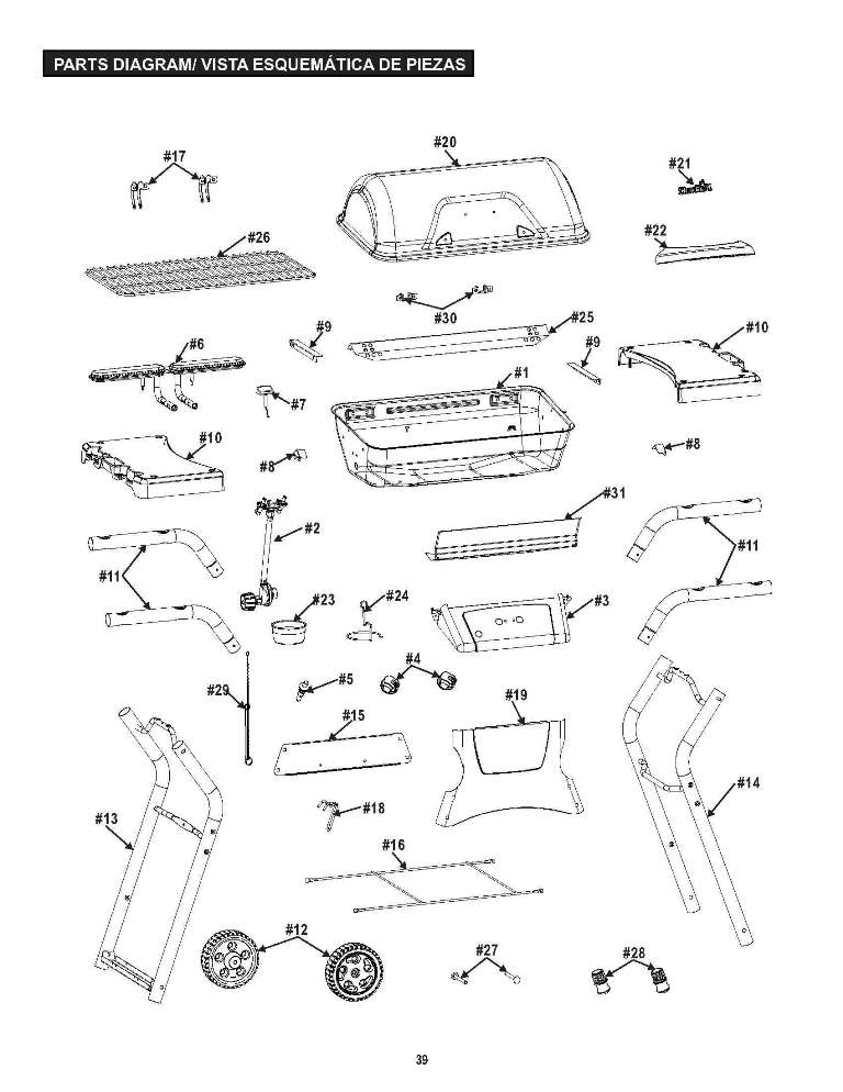 Diagram Diagram and Parts List for 463666515 (6000XQA)(2015) Char-Broil Grill