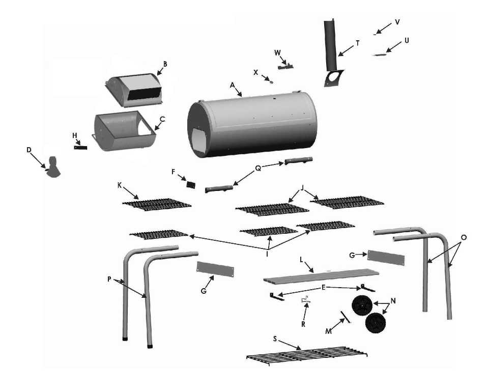 Diagram Diagram and Parts List for 12201560  Char-Broil Smoker