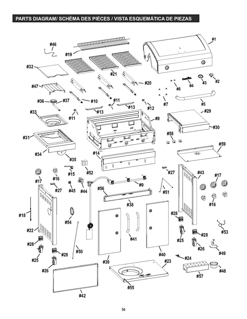 Diagram Diagram and Parts List for 463370917 2017 Char-Broil Grill