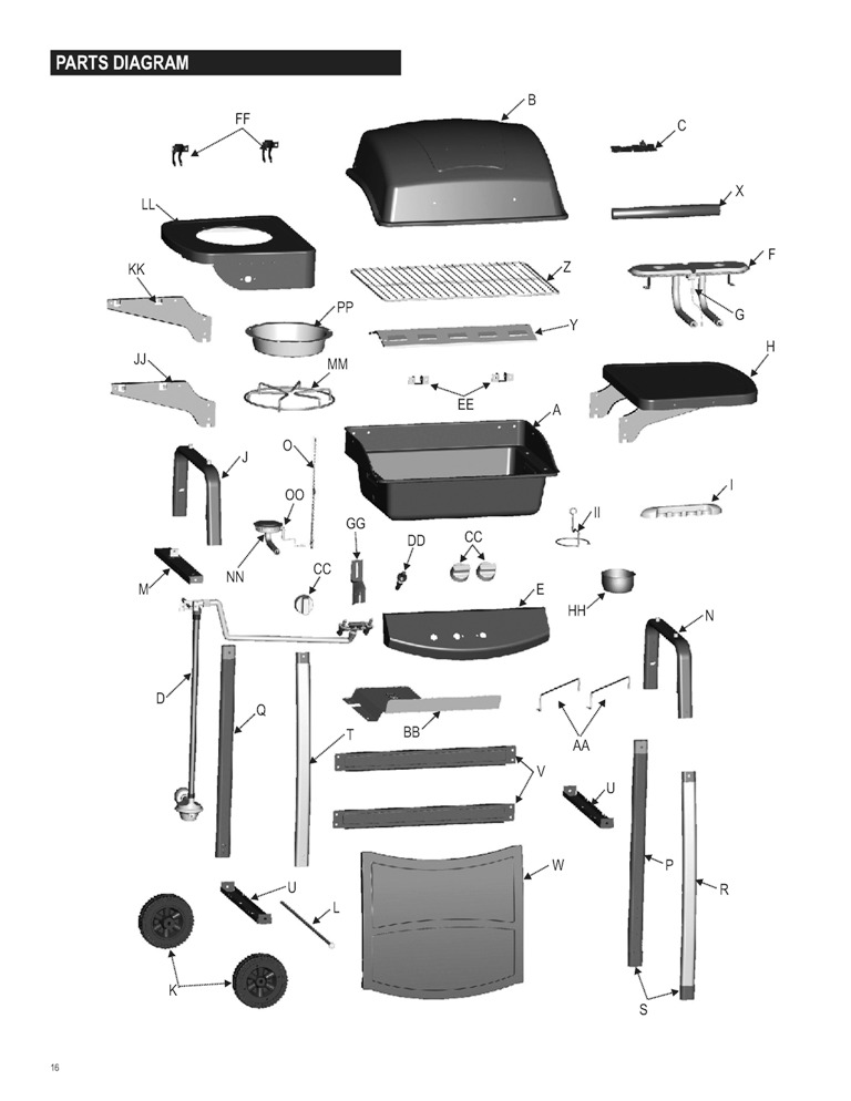 Diagram Diagram and Parts List for 463621711  Char-Broil Grill