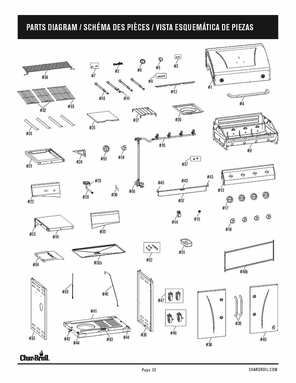 Diagram Diagram and Parts List for 463366022 2022 Char-Broil Grill