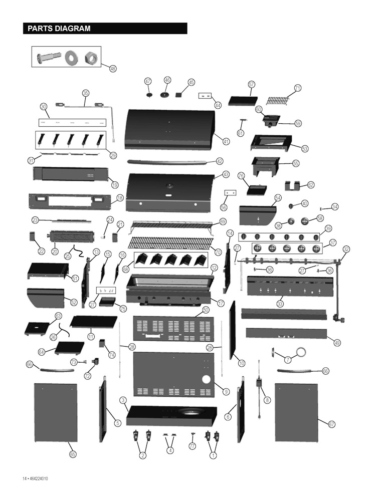 Diagram Diagram and Parts List for 41516649010  Char-Broil Grill