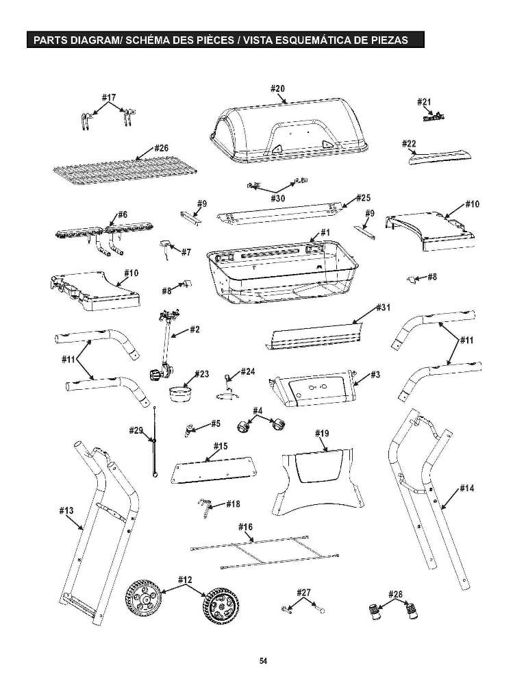 Diagram Diagram and Parts List for 463666115 (6000XQA)(2015) Char-Broil Grill