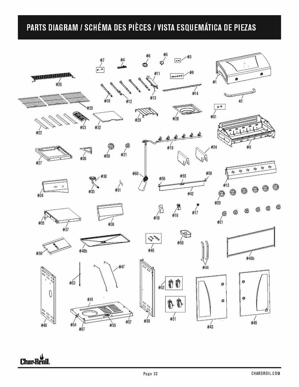 Diagram Diagram and Parts List for 463284022 2022 Char-Broil Grill