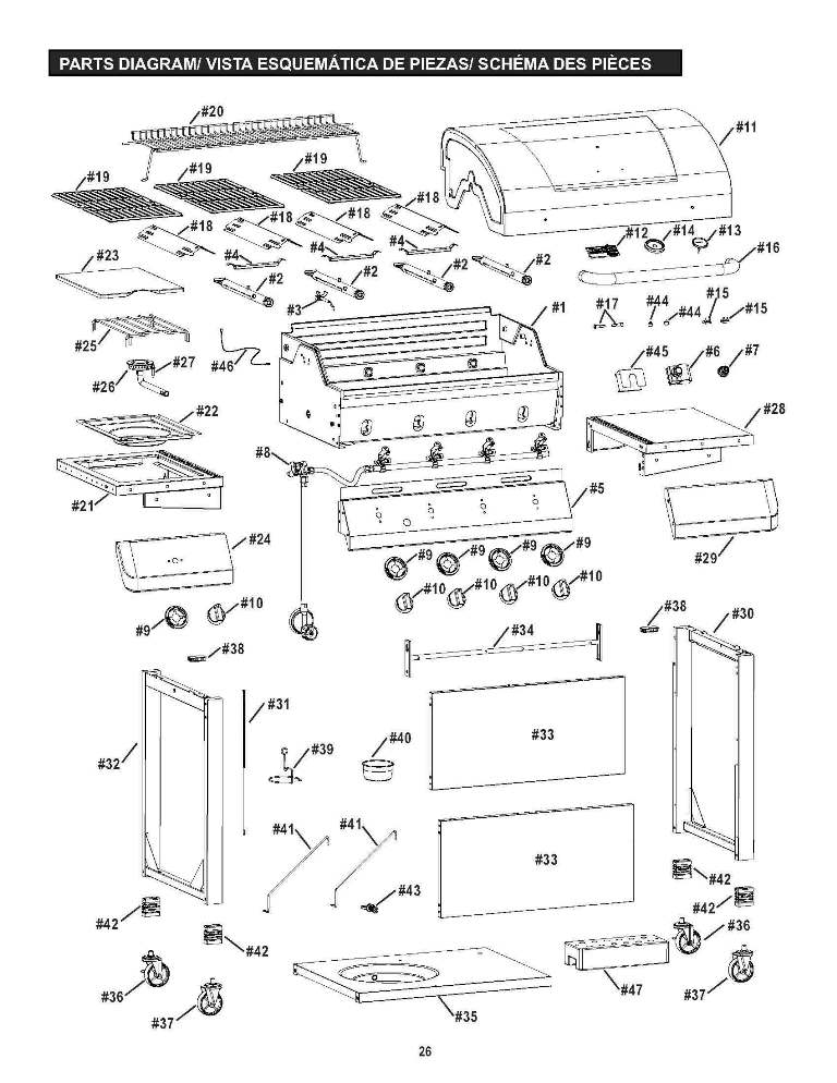 Diagram Diagram and Parts List for 463462114  Char-Broil Grill