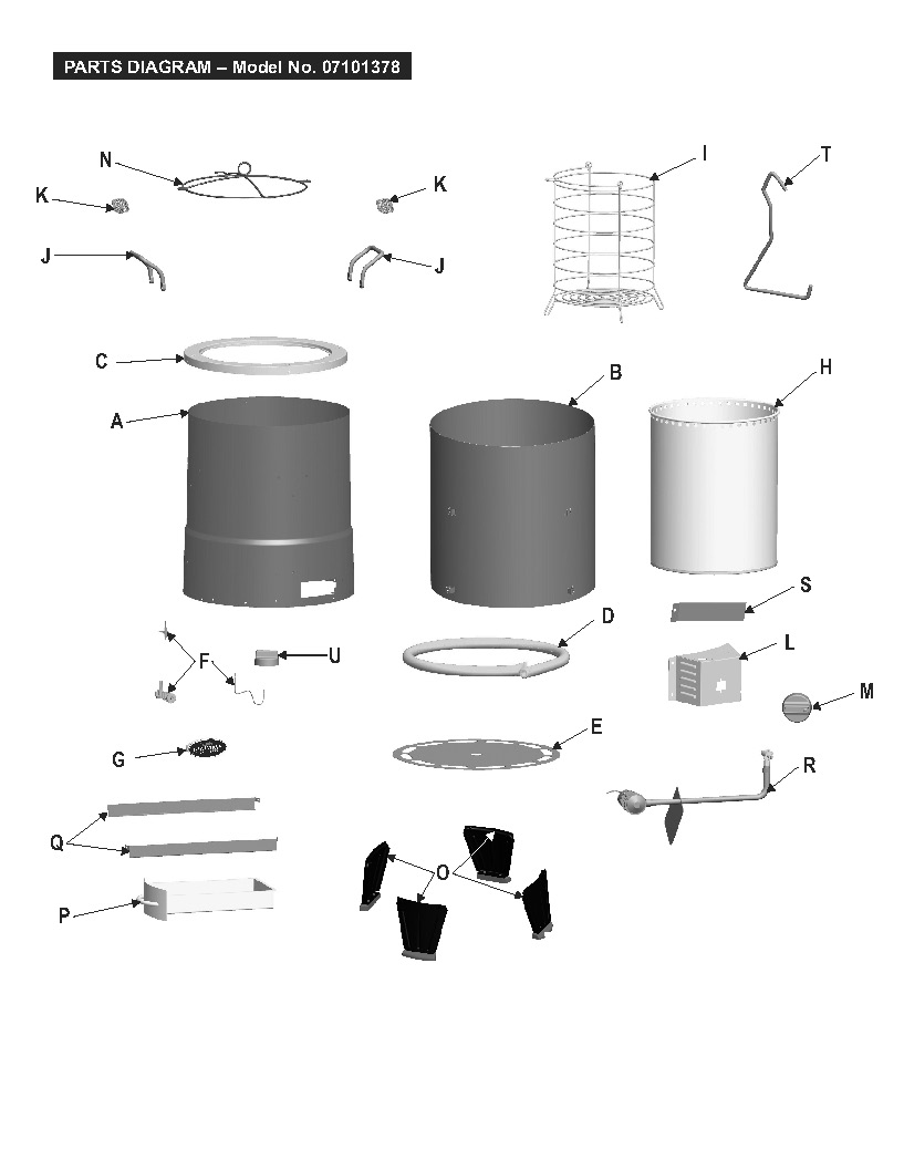 Diagram Diagram and Parts List for 07101378  Char-Broil Grill Accessories