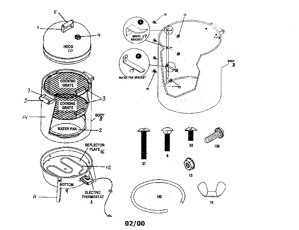 Smoker Diagram and Parts List for 4654513  Char-Broil Smoker