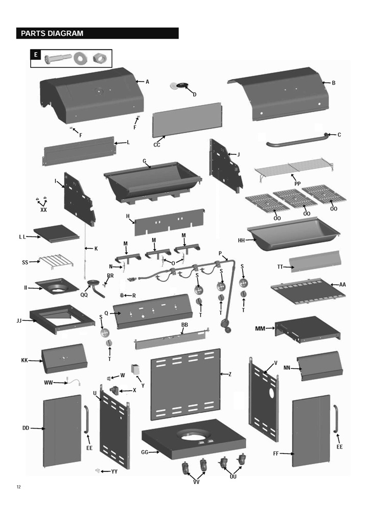 Diagram 1 Diagram and Parts List for 461262409  Char-Broil Grill