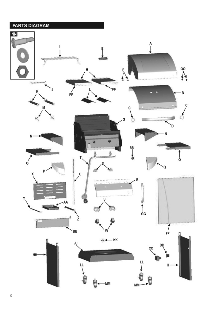 Diagram 1 Diagram and Parts List for 466243911  Char-Broil Grill