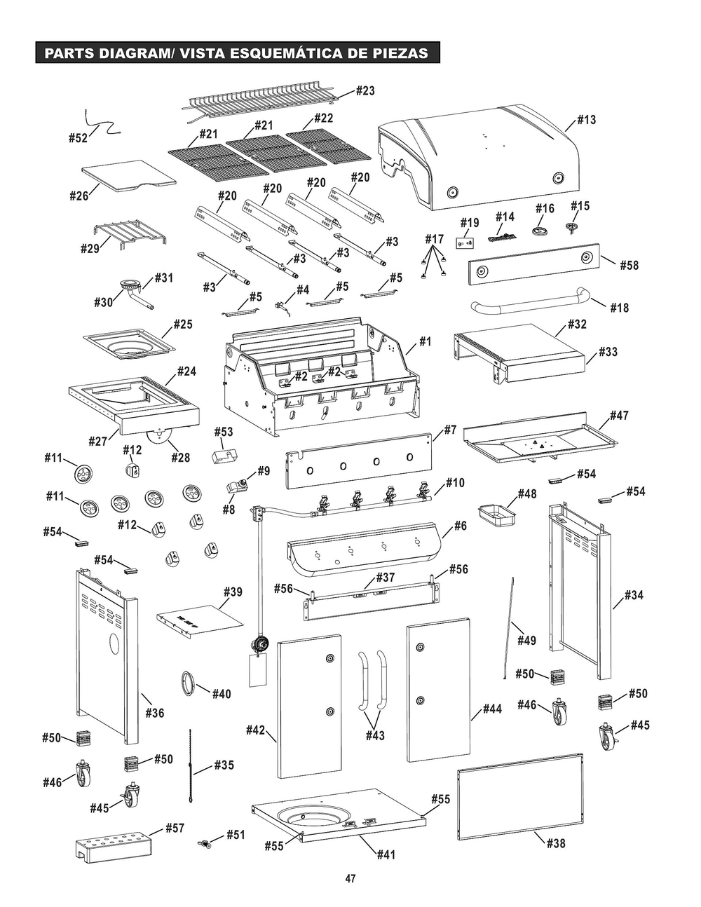 Diagram Diagram and Parts List for 463349917 2017 Char-Broil Grill