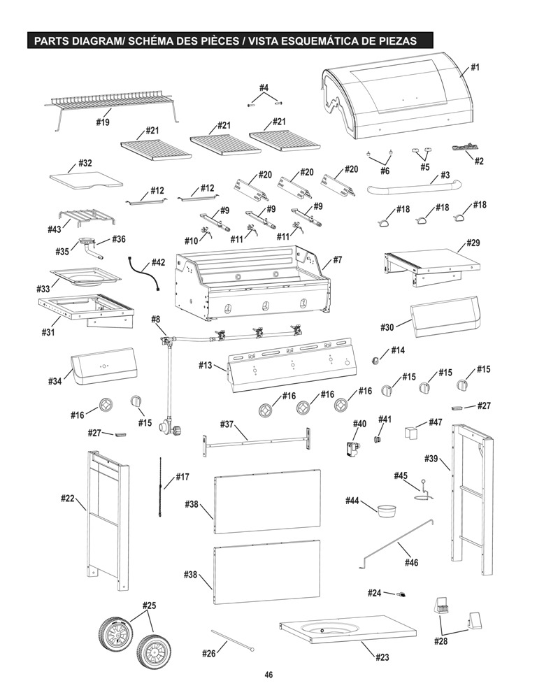 Diagram Diagram and Parts List for 463370015 2015 Char-Broil Grill