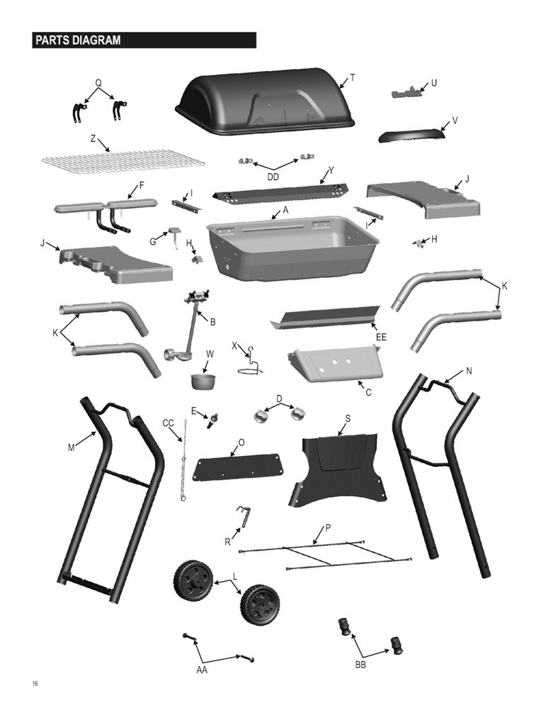 Diagram 1 Diagram and Parts List for 466666911  Char-Broil Grill