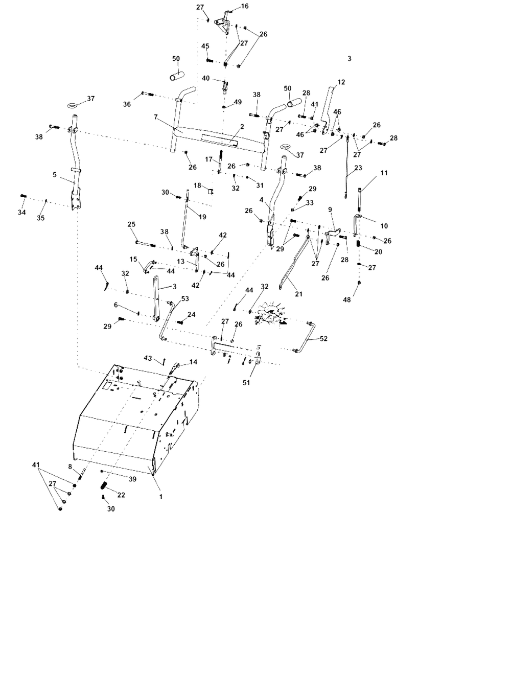 Handle Assembly Diagram and Parts List for HTS-20HD 1140007749 thru 1175003445 Classen Seeder