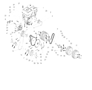 Power Train Diagram and Parts List for SCHV-12-80 000101 & Above Classen Sod Cutter