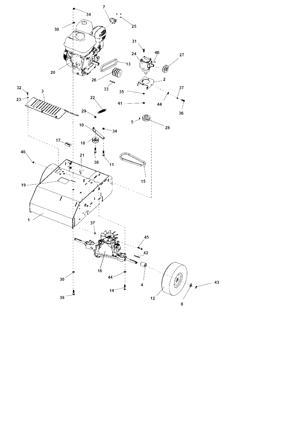 Drive Assembly Diagram and Parts List for HTS-20HD 1140007749 thru 1175003445 Classen Seeder