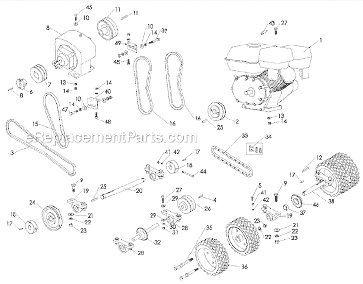 Page B Diagram and Parts List for SC-16/55 S.N. 000104 and Above Classen Sod Cutter