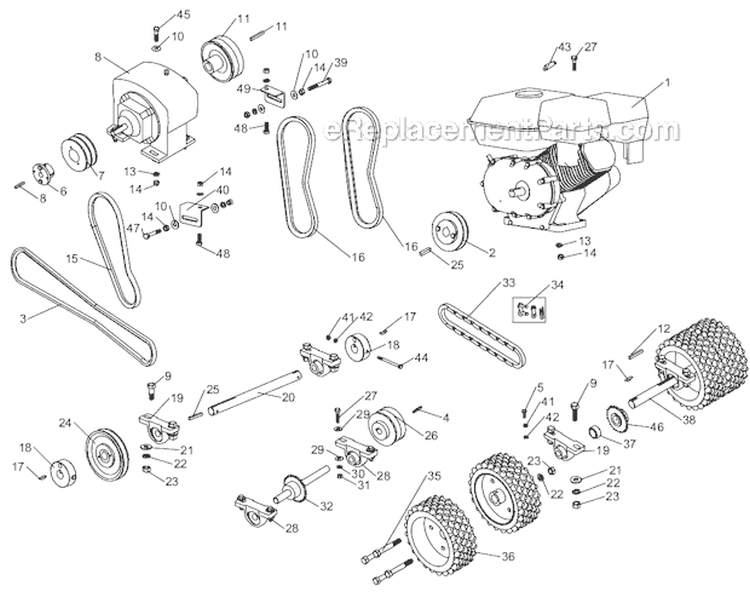 Page B Diagram and Parts List for SC-18/55 S.N. 003956 and Above Classen Sod Cutter