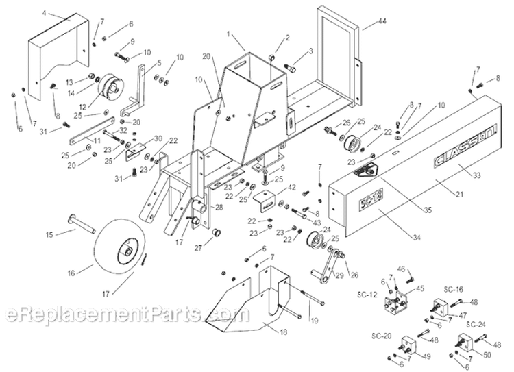 Page A Diagram and Parts List for SC-18/80 S.N. 000413 and Above Classen Sod Cutter
