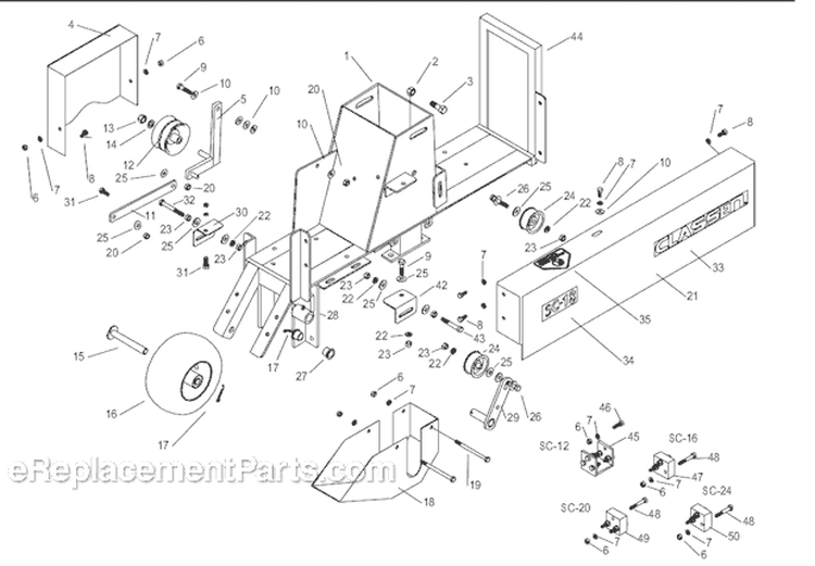 Page A Diagram and Parts List for SC-20/55 S.N. 000141 and Above Classen Sod Cutter