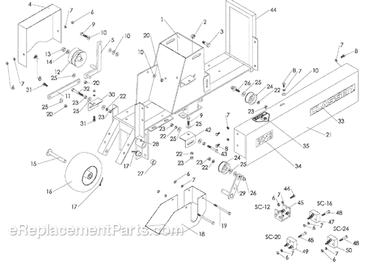 Page A Diagram and Parts List for SC-24/80 S.N. 000147 and Above Classen Sod Cutter