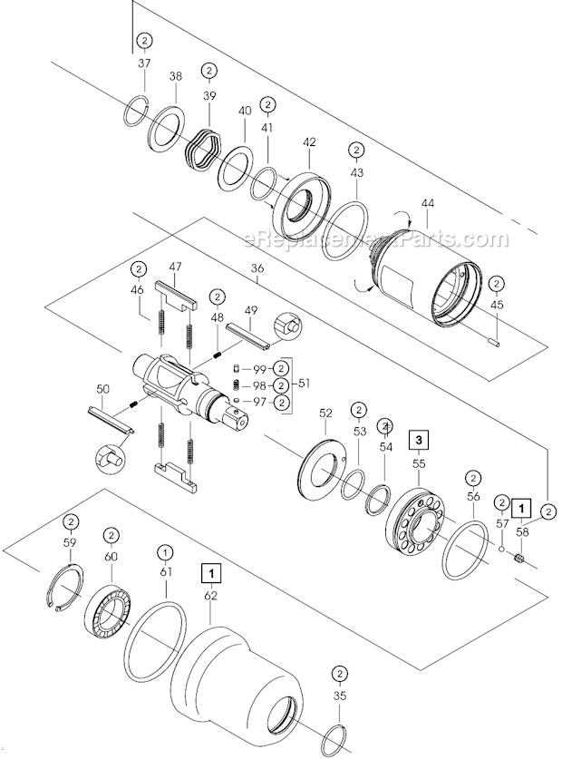 Page B Diagram and Parts List for 105PH554  Cleco Ratchet