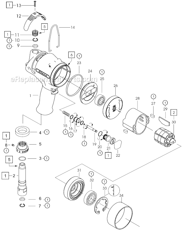 Page A Diagram and Parts List for 105PH55Q  Cleco Ratchet