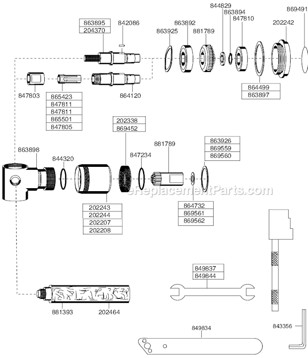 Page A Diagram and Parts List for 116GLF-115A-W3T4  Cleco Angle Grinder