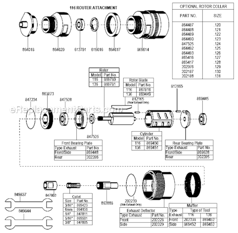 Motor_Units Diagram and Parts List for 116GLF250  Cleco Angle Grinder