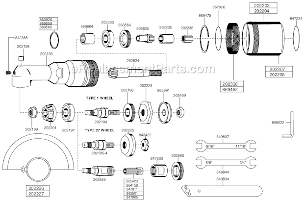 Page A Diagram and Parts List for 116GLFB-135A-W3T4  Cleco Angle Grinder