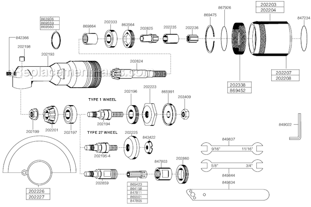 Page A Diagram and Parts List for 116GLFC-165A-C4  Cleco Angle Grinder