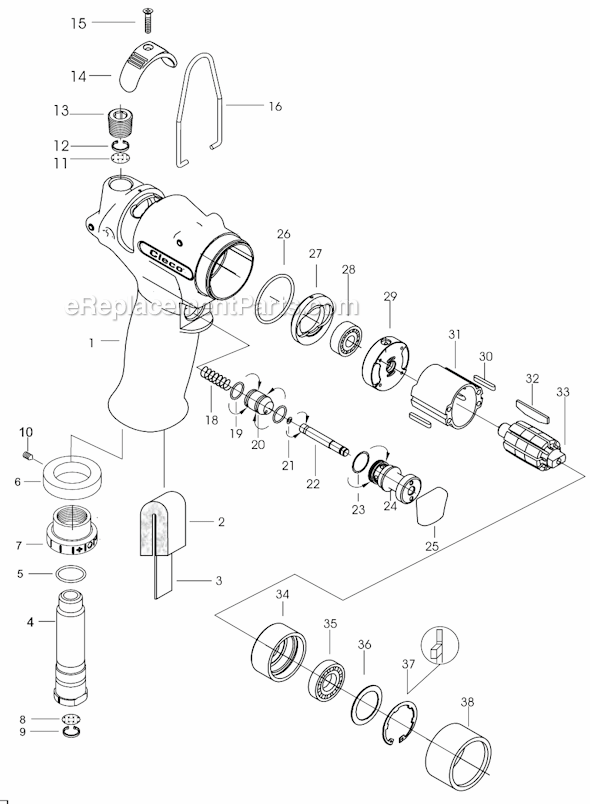 Page A Diagram and Parts List for 11PHL802  Cleco Ratchet