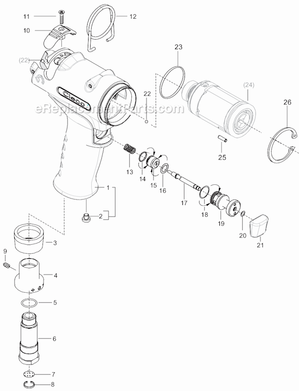 Page A Diagram and Parts List for 11PTHD653  Cleco Ratchet