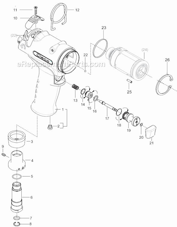 Page A Diagram and Parts List for 11PTHD65Q  Cleco Ratchet