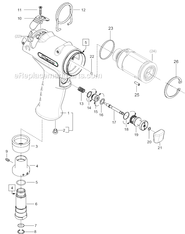 Page A Diagram and Parts List for 120PTHD554  Cleco Ratchet