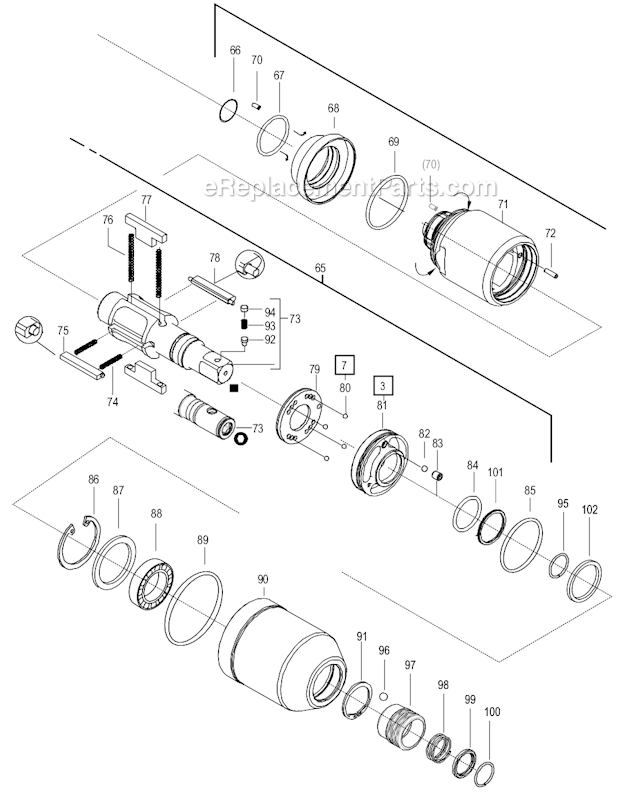 Page C Diagram and Parts List for 120PTHD554  Cleco Ratchet