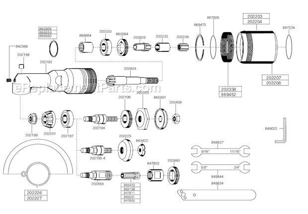 Page A Diagram and Parts List for 136GLSB-135A-D3T4  Cleco Angle Grinder