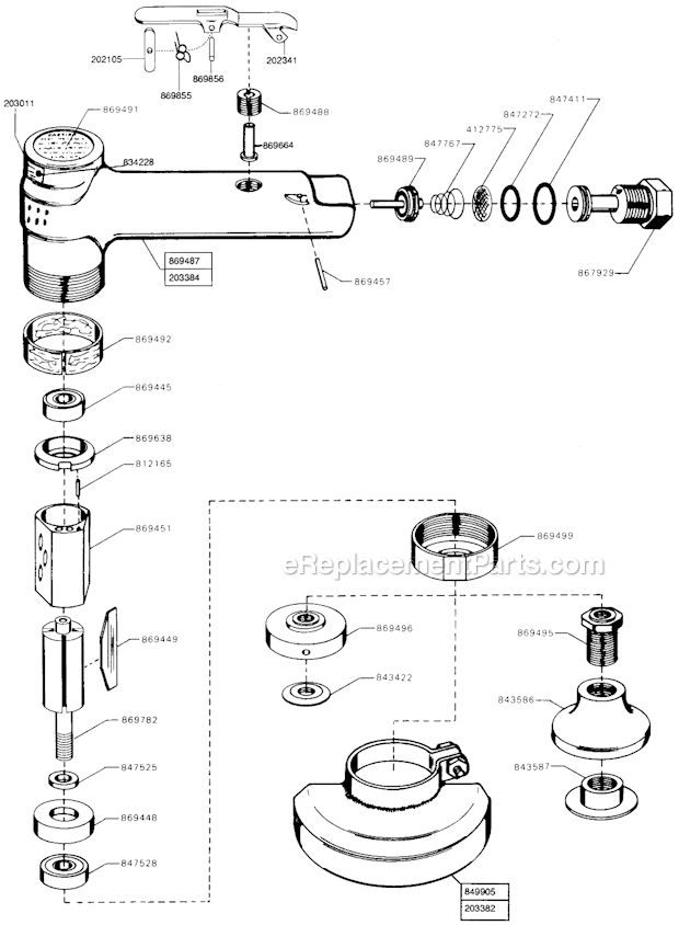 Page A Diagram and Parts List for 136VGL-180-D3T3  Cleco Angle Grinder