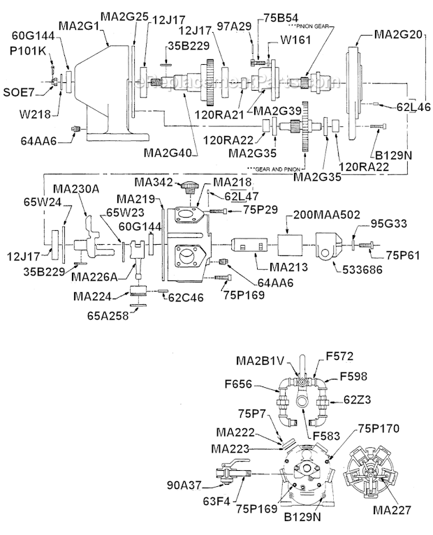 Page A Diagram and Parts List for 13GLFB-135A-W3T4  Cleco Angle Grinder