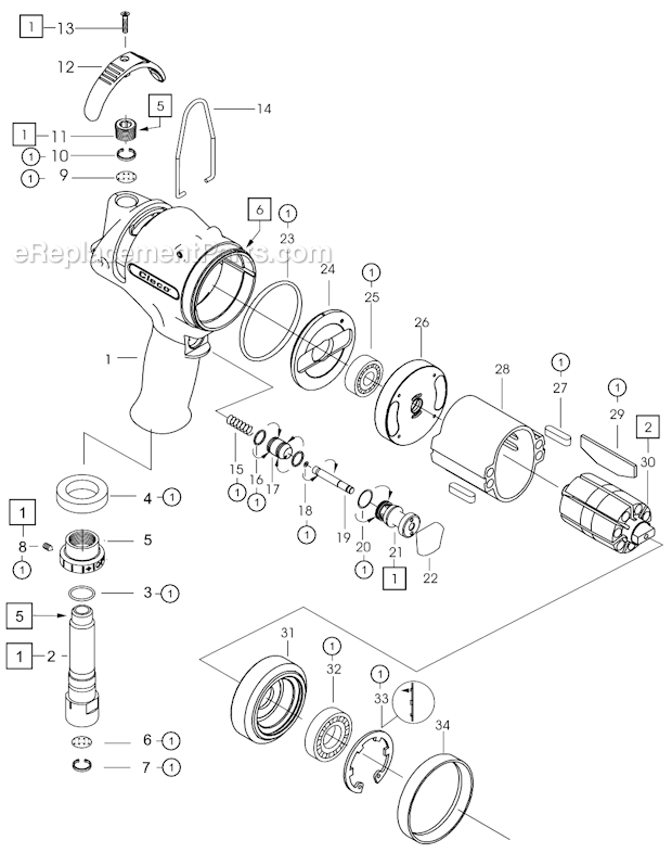 Page A Diagram and Parts List for 140PH45Q  Cleco Ratchet