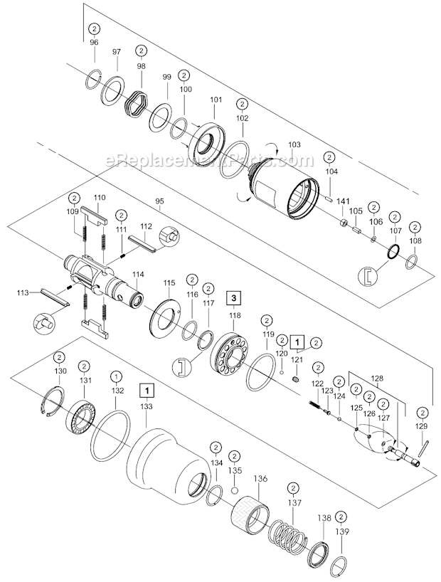 Page C Diagram and Parts List for 140PTHC25Q  Cleco Ratchet
