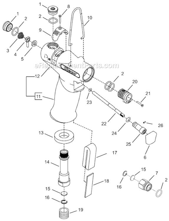 Page B Diagram and Parts List for 14PTS03Q  Cleco Ratchet