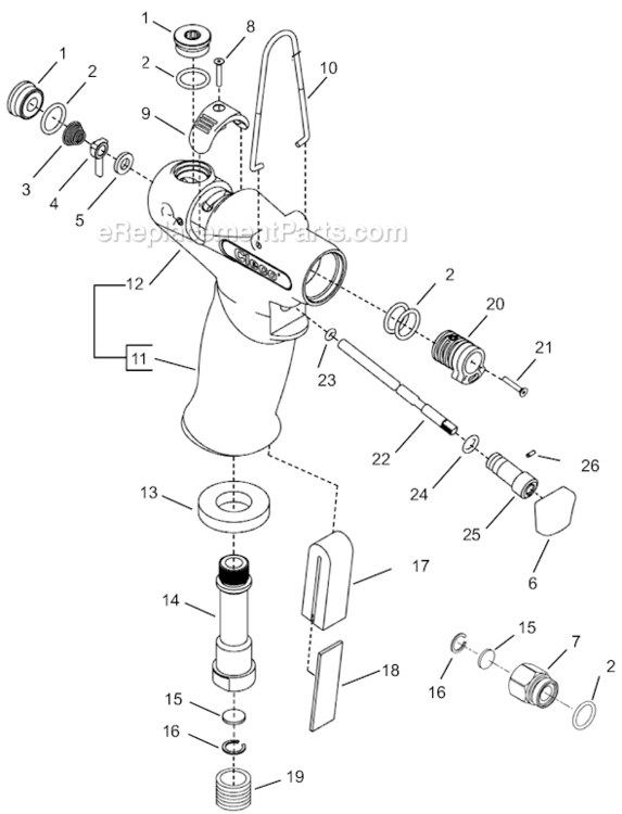 Page B Diagram and Parts List for 14PTS05Q  Cleco Ratchet