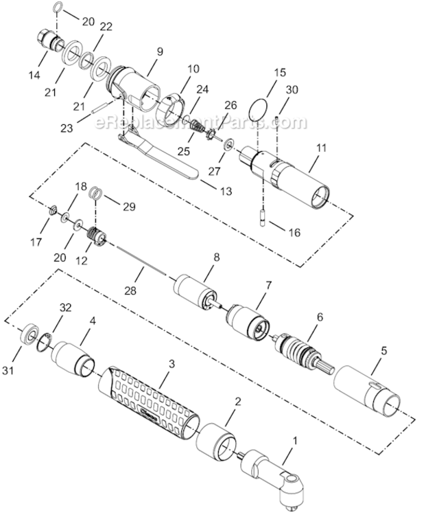 Page A Diagram and Parts List for 14RAA09AH3  Cleco Ratchet