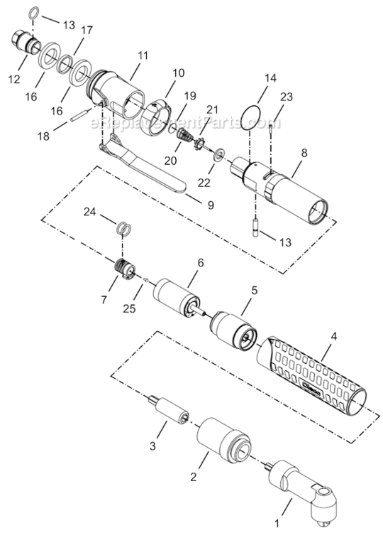 Page A Diagram and Parts List for 14RAS06AH3  Cleco Ratchet
