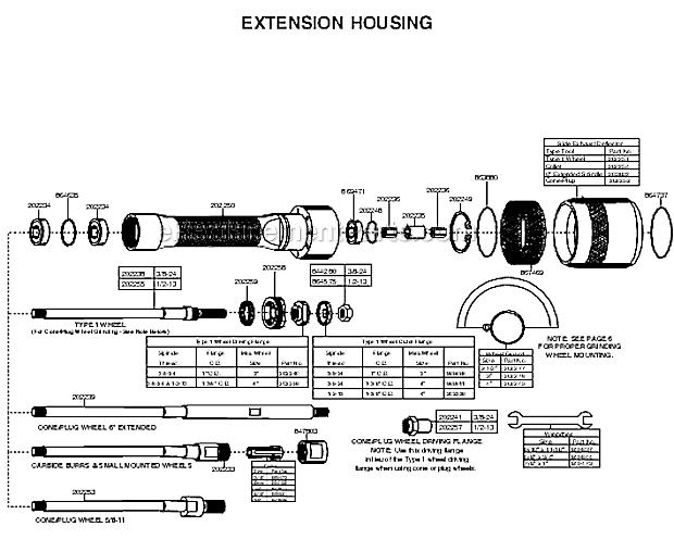 Extension Housing Diagram and Parts List for 15GELC-140-P4T  Cleco Angle Grinder
