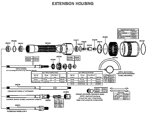Extension Housing Diagram and Parts List for 15GELC-140-P5T  Cleco Angle Grinder