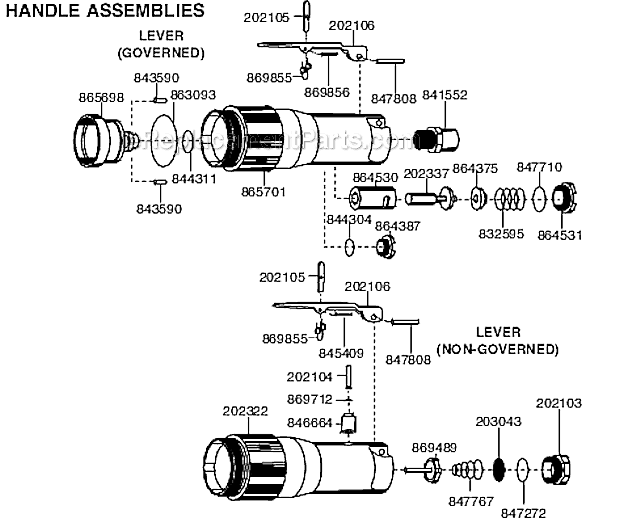 Handle Assemblies Diagram and Parts List for 15GELC-140-P5T  Cleco Angle Grinder